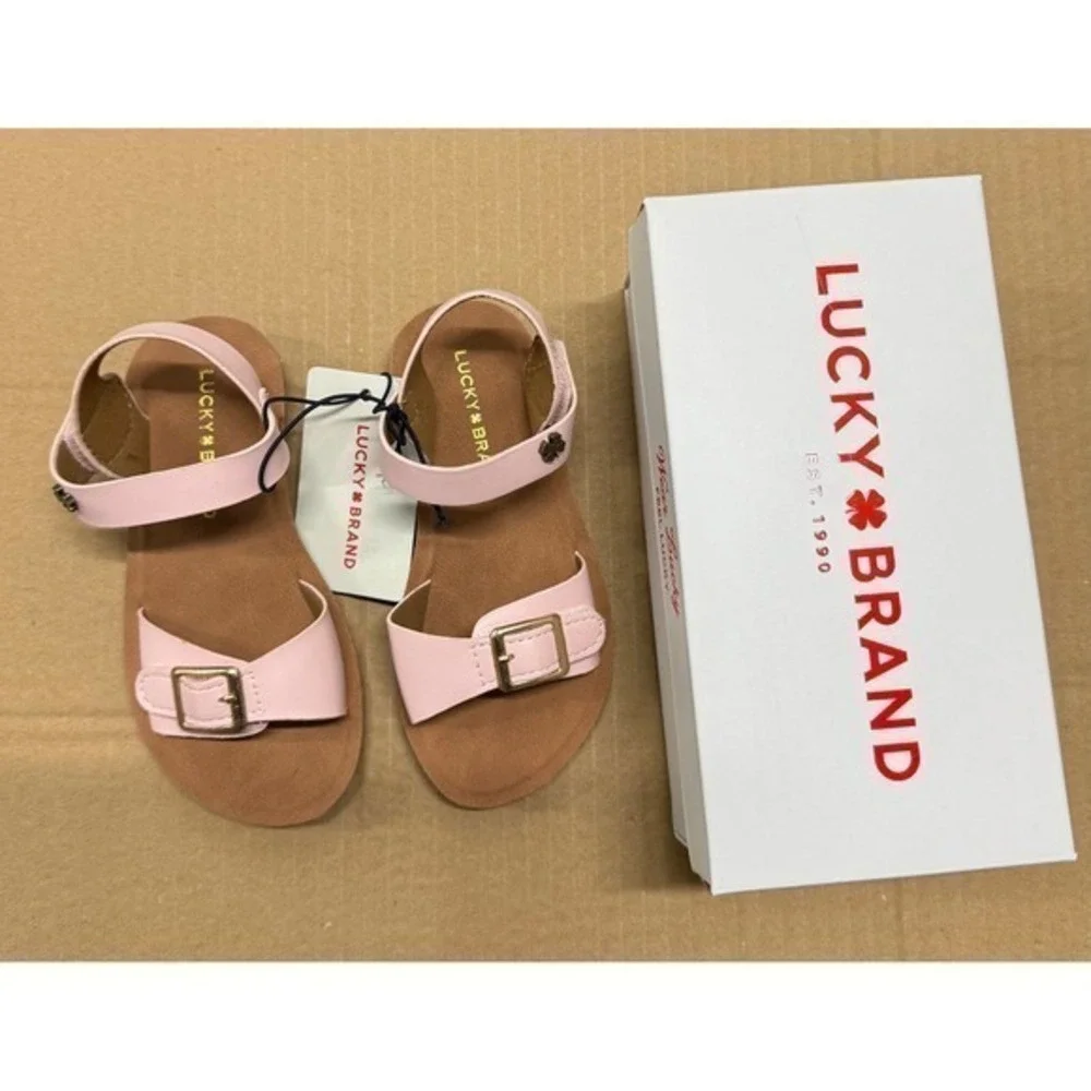 Lucky Brand GAN-TGS Girls Blush Pink Buckle Ankle Strap Sandals Size‎ 6 Toddler